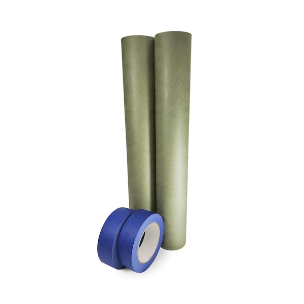 Idl Packaging 18in x 60 yd Green Masking Paper and 1 1/2in x 60 yd Painters Tape, for Covering, 2PK 2x GRH-18, 4463-112 - main